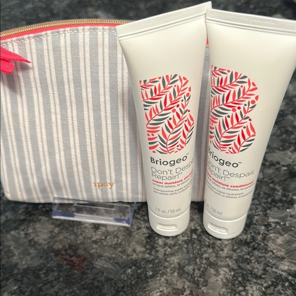 Briogeo Hair Care Duo & IPSY Striped Pouch Coral Touch BUNDLE NWT YOU GET 3items - Picture 7 of 8